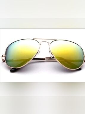 Yellow/Green Unisex Aviator Adult Sunglasses